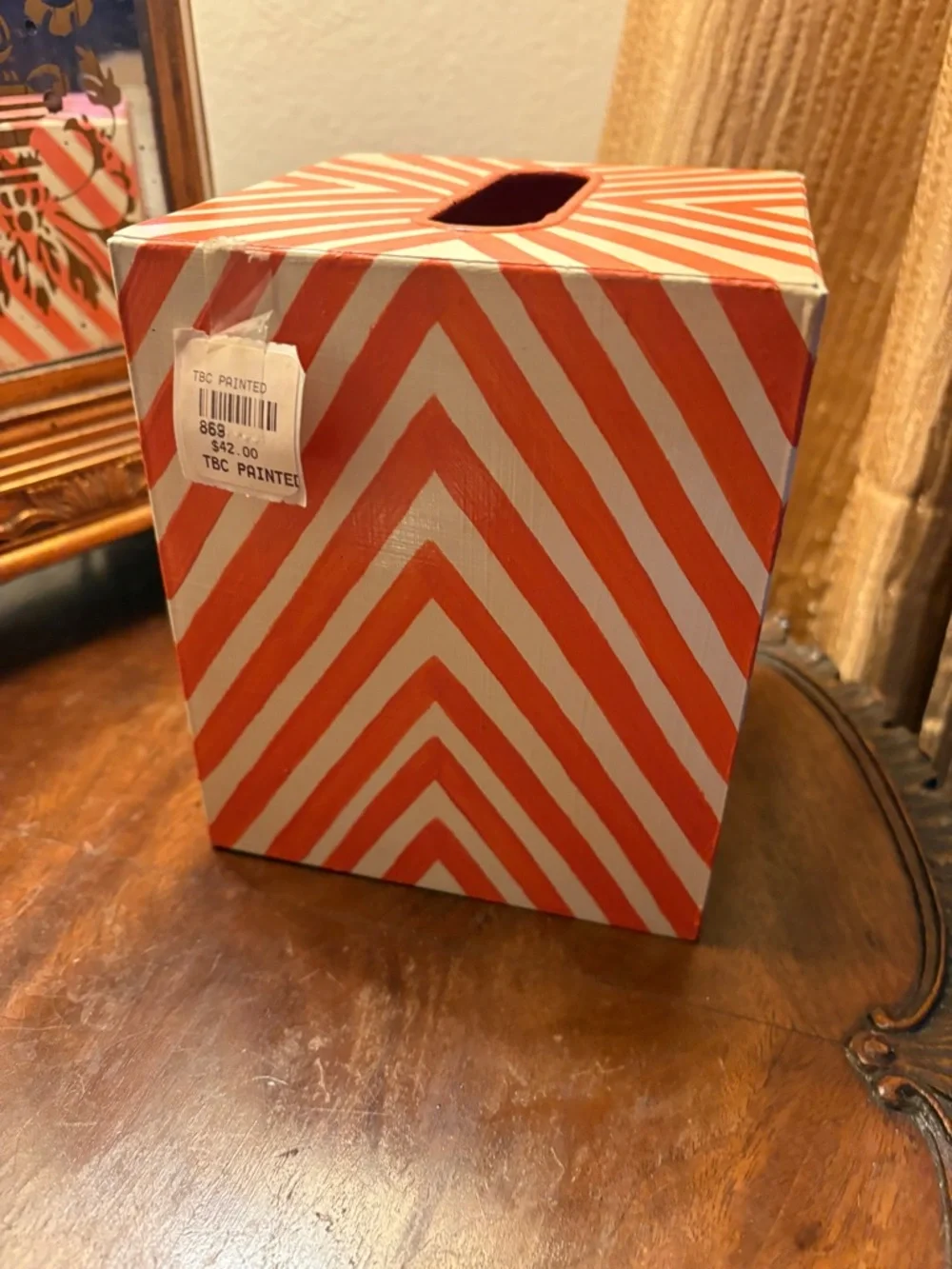 Orange Striped Decorative Tissue Box Cover - Home Party Supplies